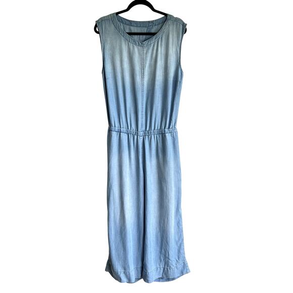Anthropologie Cloth & Stone Chambray Denim Jumpsuit Size Medium Preppy Weekend - Picture 1 of 5
